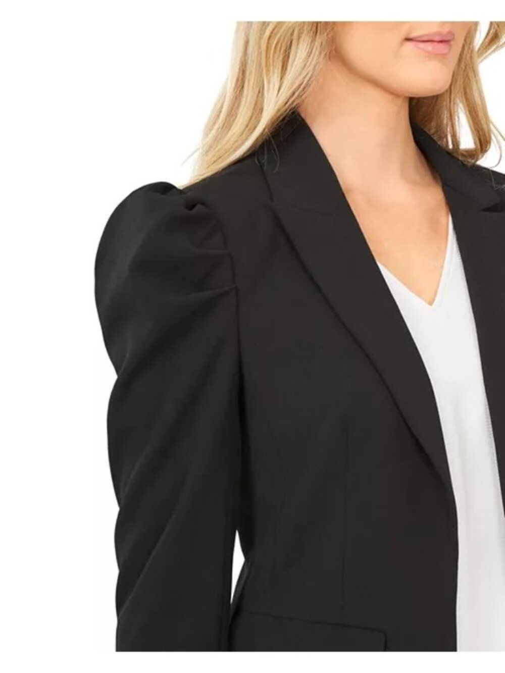 CeCe Puff Shoulder Open Front Ponte Blazer Size M Office Professional